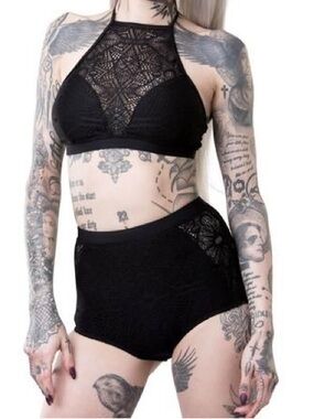 Killstar occultus black lace2 piece bikini swimsuit nwot